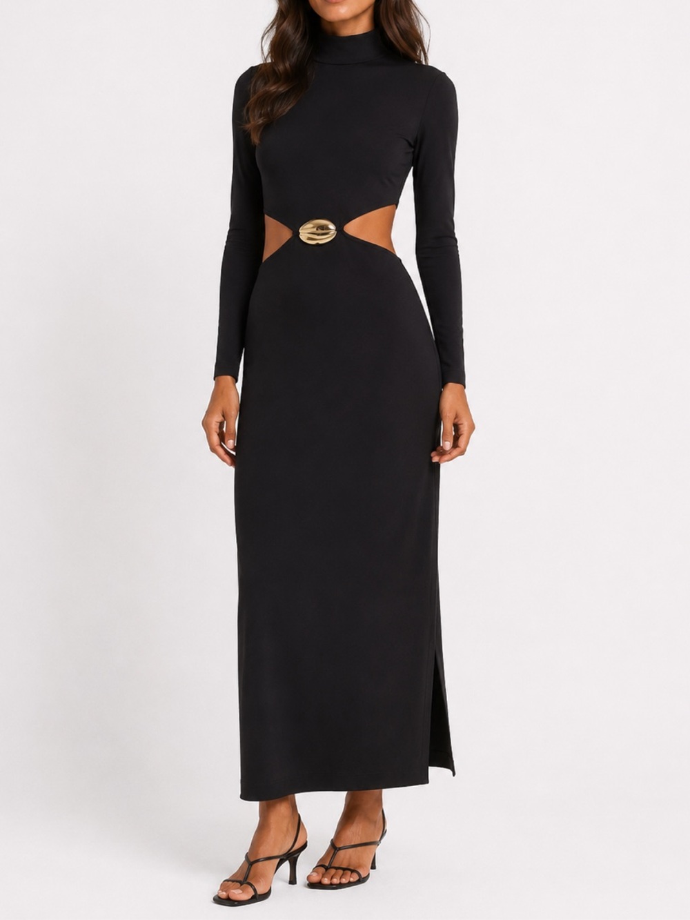 NWT - STAUD Arlette Cutout Long Sleeve Black Maxi Dress - Large